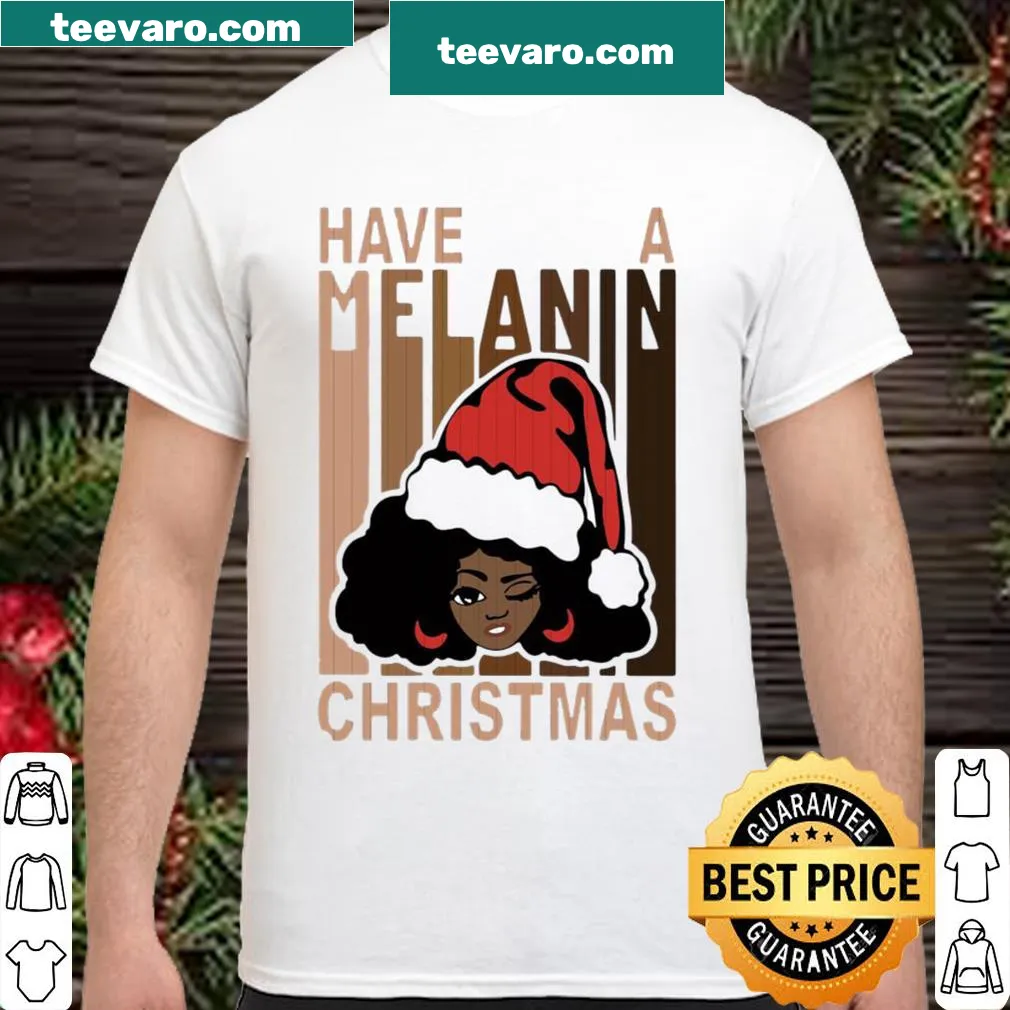 Festive Christmas shirt featuring Santa and a black girl