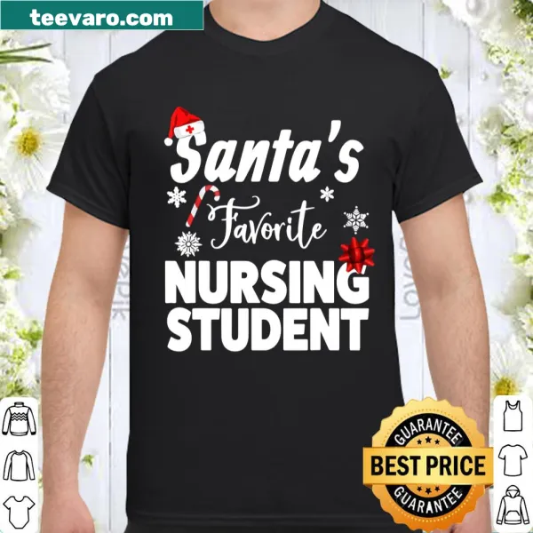 Santa's Favorite Nursing Student shirt with playful text
