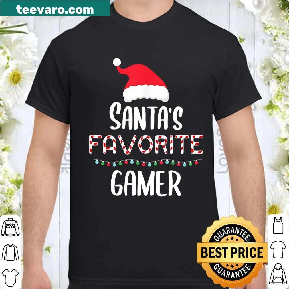 Santa's Favorite Gamer shirt with playful text