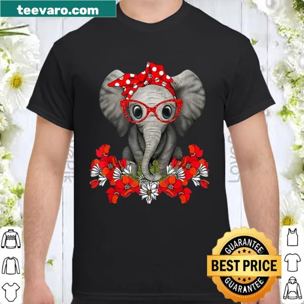 Elephant Mom shirt with an illustration of an elephant and a red bow