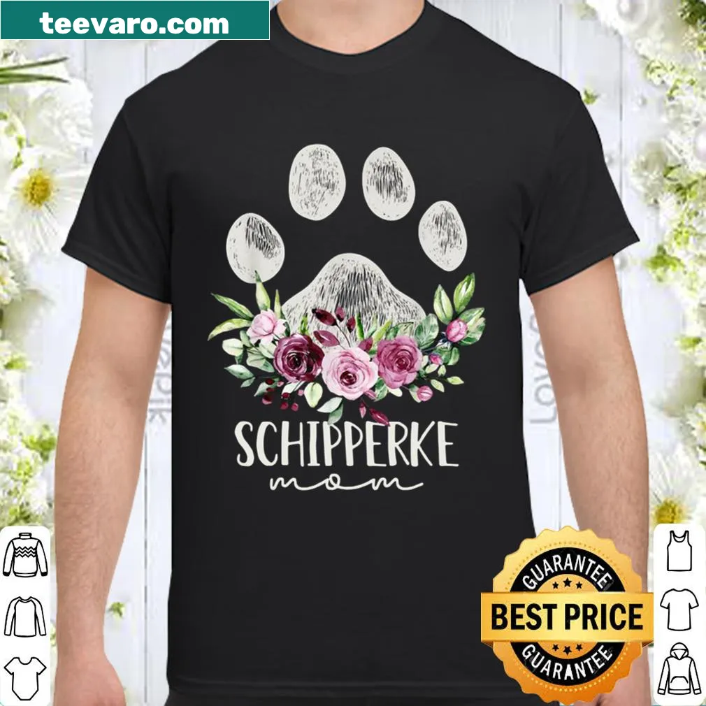 Dog Mom shirt featuring a Schipperke graphic and playful text