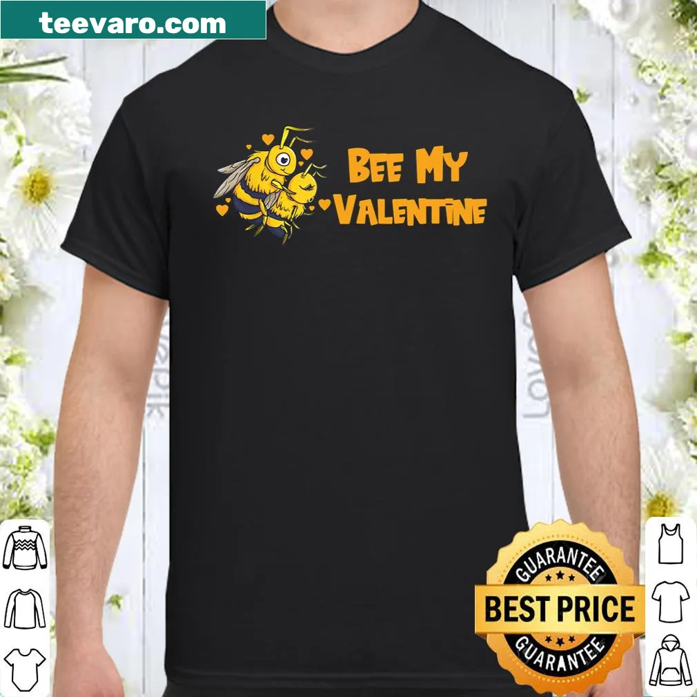 Funny shirt with cartoon bees and hearts for Valentine's Day.