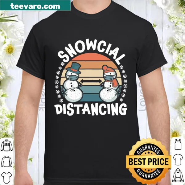 Vintage-style shirt featuring 'Snowcial Distancing' text
