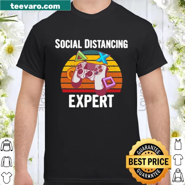 Gaming-themed shirt with 'Social Distancing Expert' text