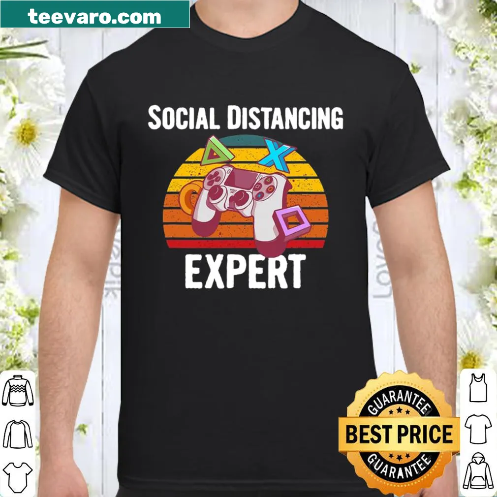 Gaming-themed shirt with 'Social Distancing Expert' text