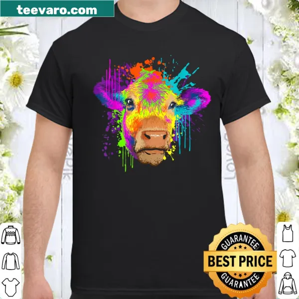 Cute illustration of a cow on a farm-themed shirt