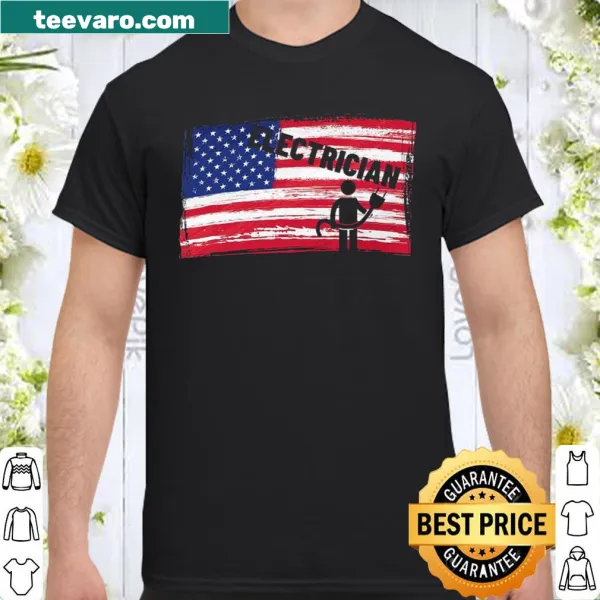 Patriotic shirt with 'Support Your Local Electrician' text and American flag