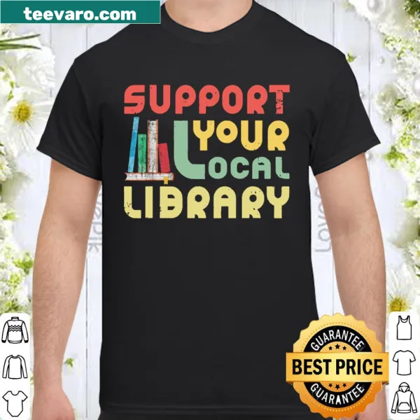Graphic shirt supporting local libraries with book imagery