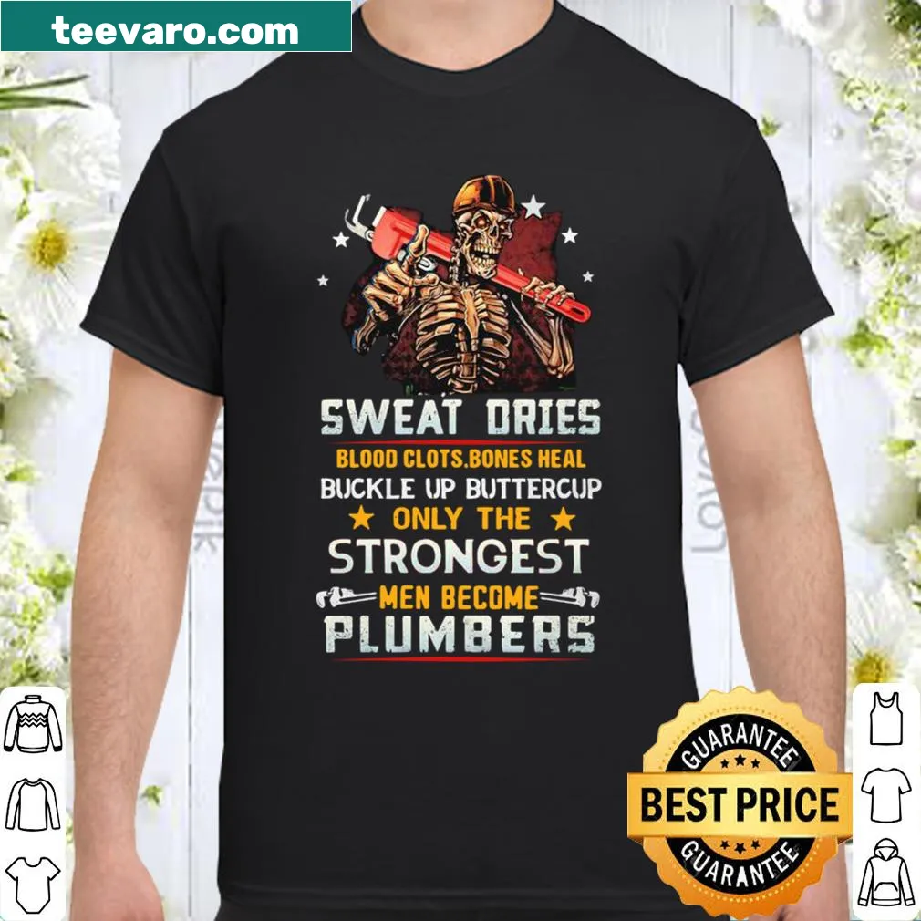 Shirt featuring a skull graphic and plumbing-themed text