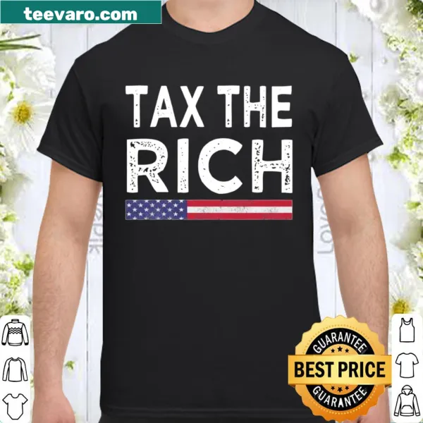 Vintage American flag shirt with 'Tax The Rich' graphic