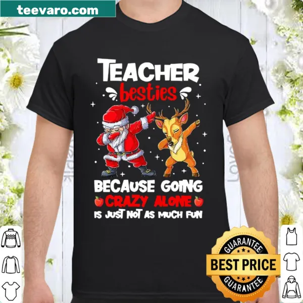Christmas-themed shirt for teachers with Santa and reindeer design