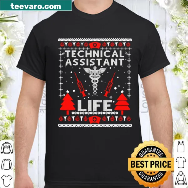 Cute ugly Christmas shirt for teaching assistants with festive illustrations