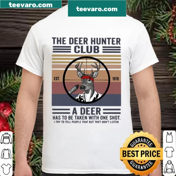 Vintage-style shirt featuring a deer and text about precision in hunting