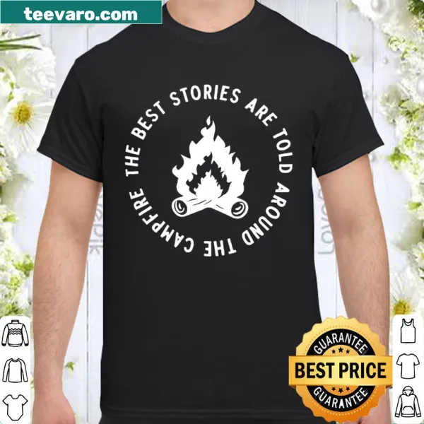 Illustrative design featuring a campfire with the text about storytelling