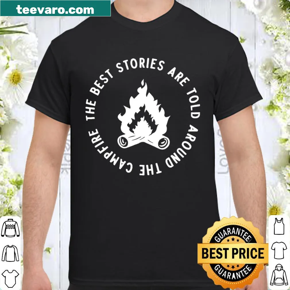 Illustrative design featuring a campfire with the text about storytelling
