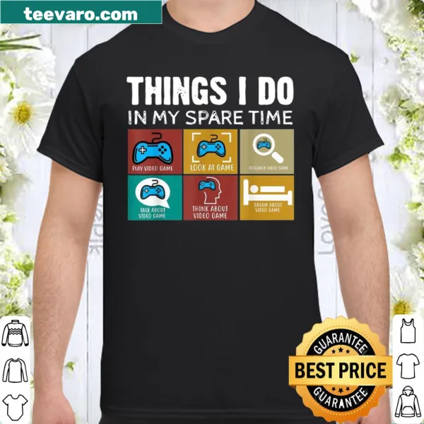 Vintage-style gaming shirt with playful gaming icons