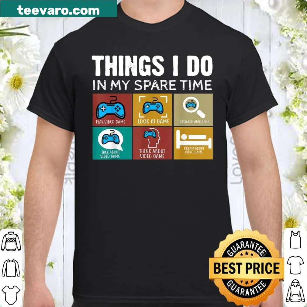 Vintage-style gaming shirt with playful gaming icons