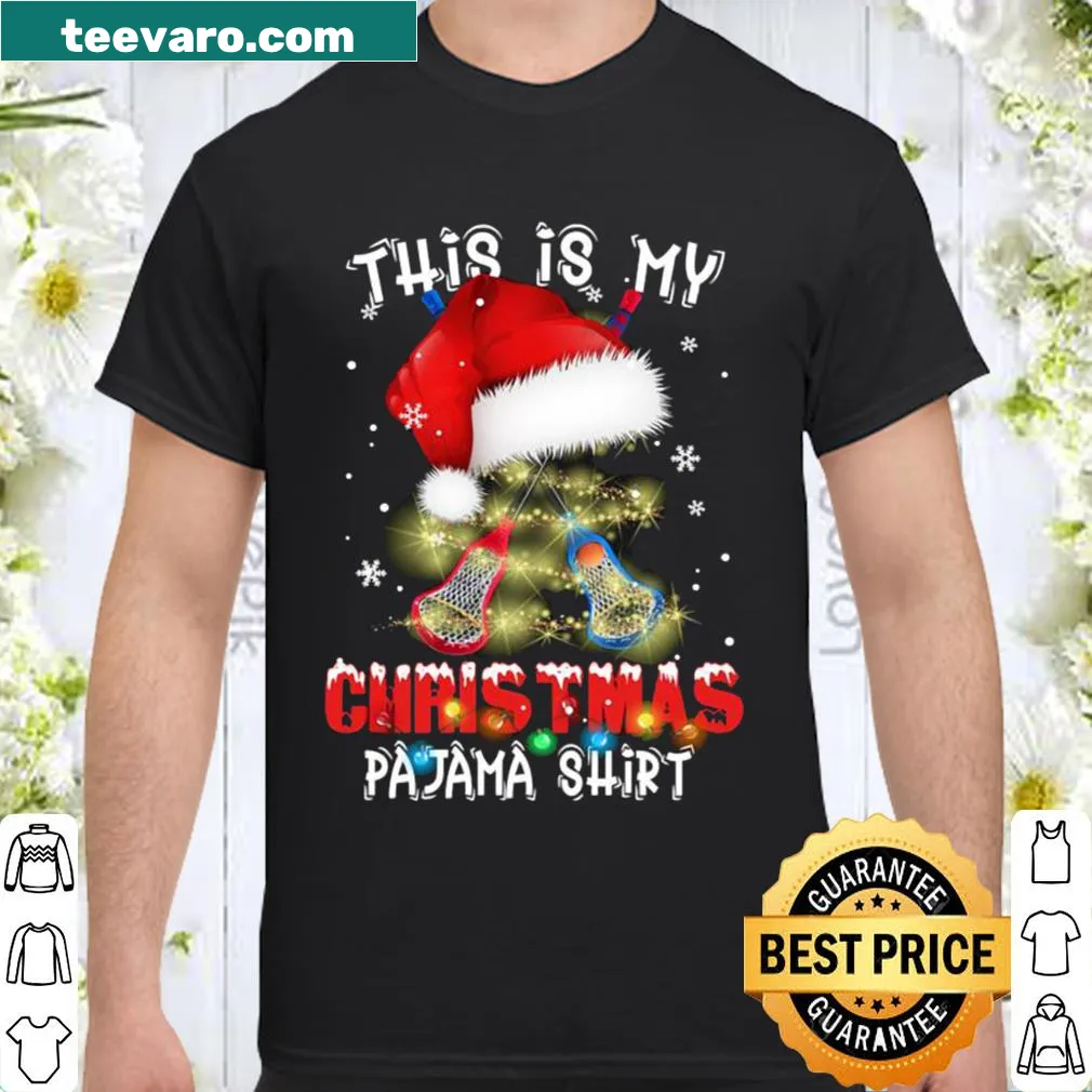 Lacrosse lovers Christmas shirt with Santa hat design