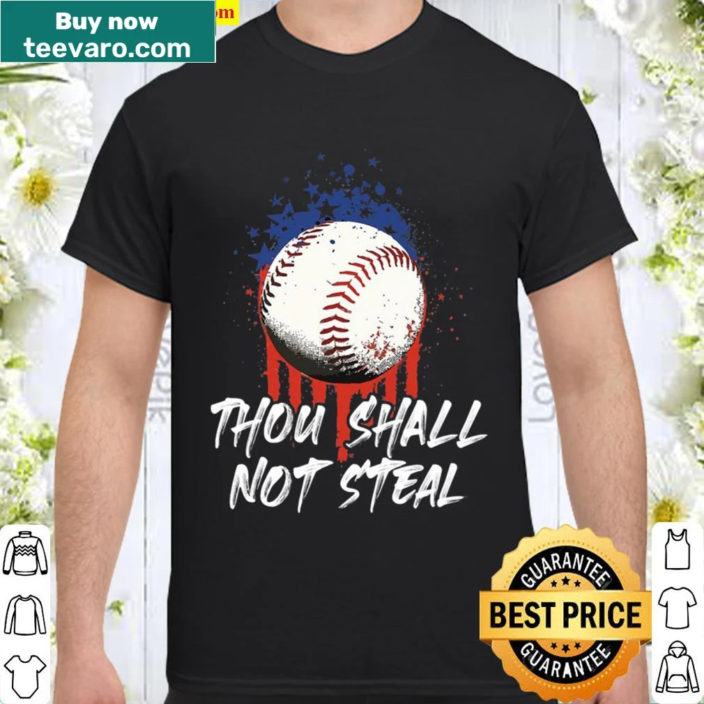 Patriotic t-shirt with American flag and 'Thou Shall Not Steal' text