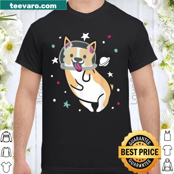 Corgi T-shirt with a trendy space theme design