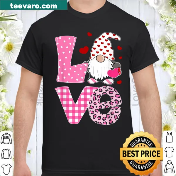 Gnome in pink leopard plaid for Valentine's Day