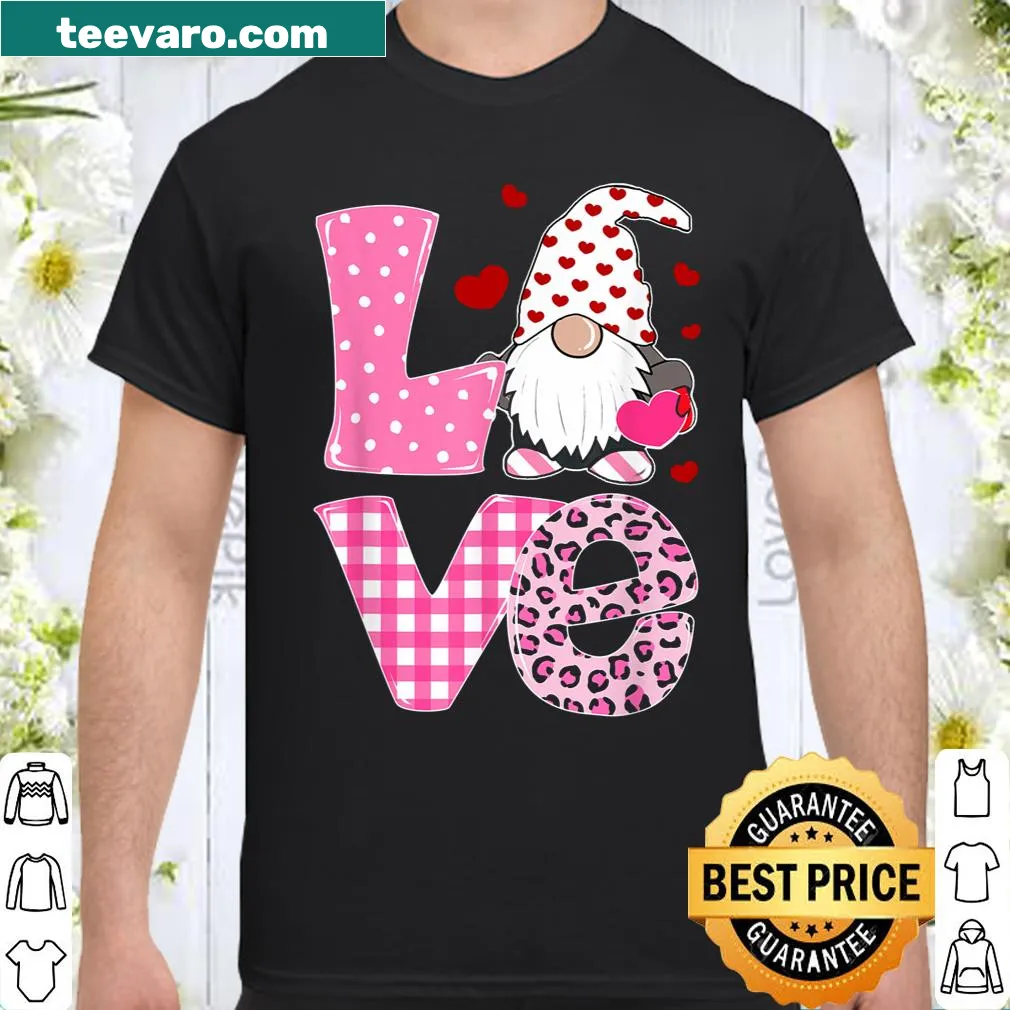 Gnome in pink leopard plaid for Valentine's Day