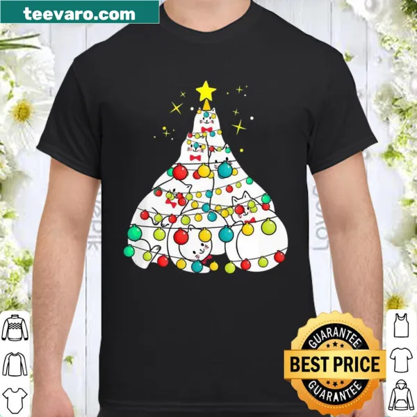 Funny Christmas shirt with a cat tree graphic