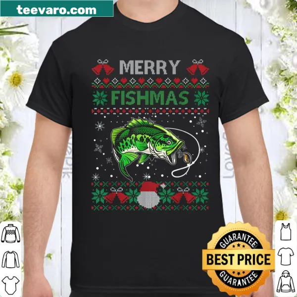 Funny bass fish graphic for Christmas t-shirt