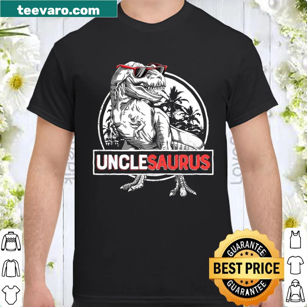 Playful T-shirt featuring a dinosaur design with 'Unclesaurus' text.