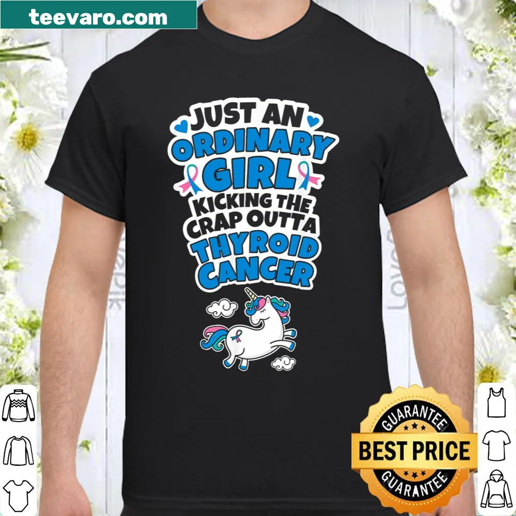 Whimsical unicorn design for thyroid cancer awareness shirt.