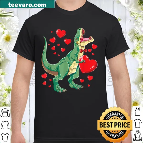 Cute T-Rex in a bow tie graphic for Valentine's Day