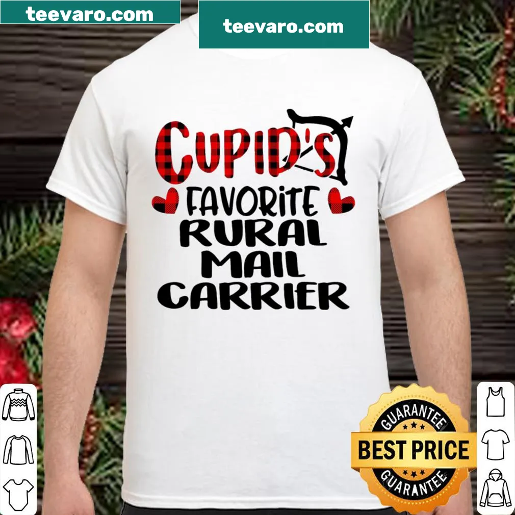 Cupid-themed graphic with buffalo plaid for letter carriers