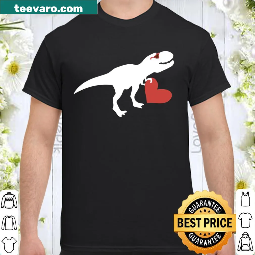 Cute Valentine's Day shirt with a dinosaur and hearts