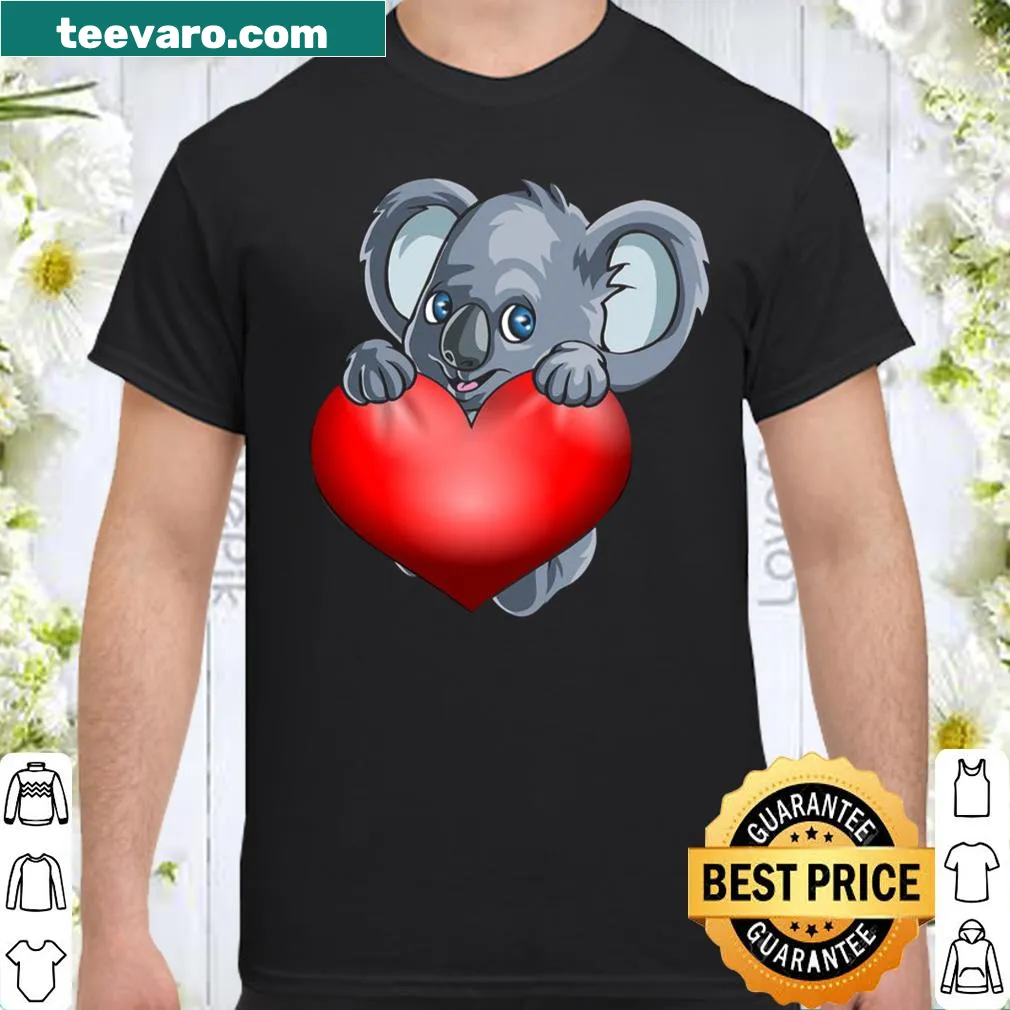 Cute Valentine's Day shirt with a koala bear and hearts design.