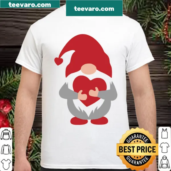 Adorable Valentine's Day shirt featuring gnomes with hearts.