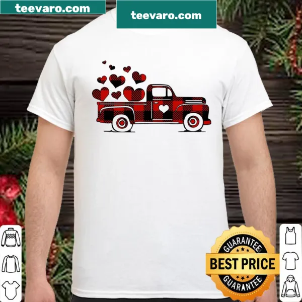 Heart-filled truck graphic on a Valentine's Day shirt.