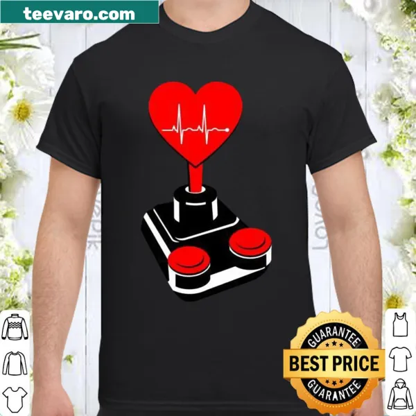 Cute Valentine's Day shirt with heart and game controller design