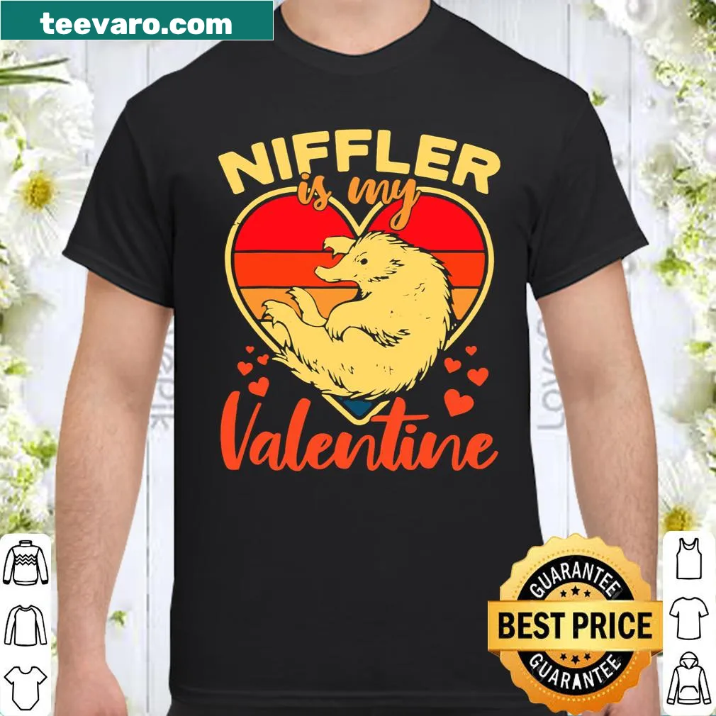 Cute shirt featuring a heart-holding Niffler for Valentine's Day.