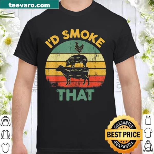 Funny BBQ t-shirt with 'I'd Smoke That' text and vintage design