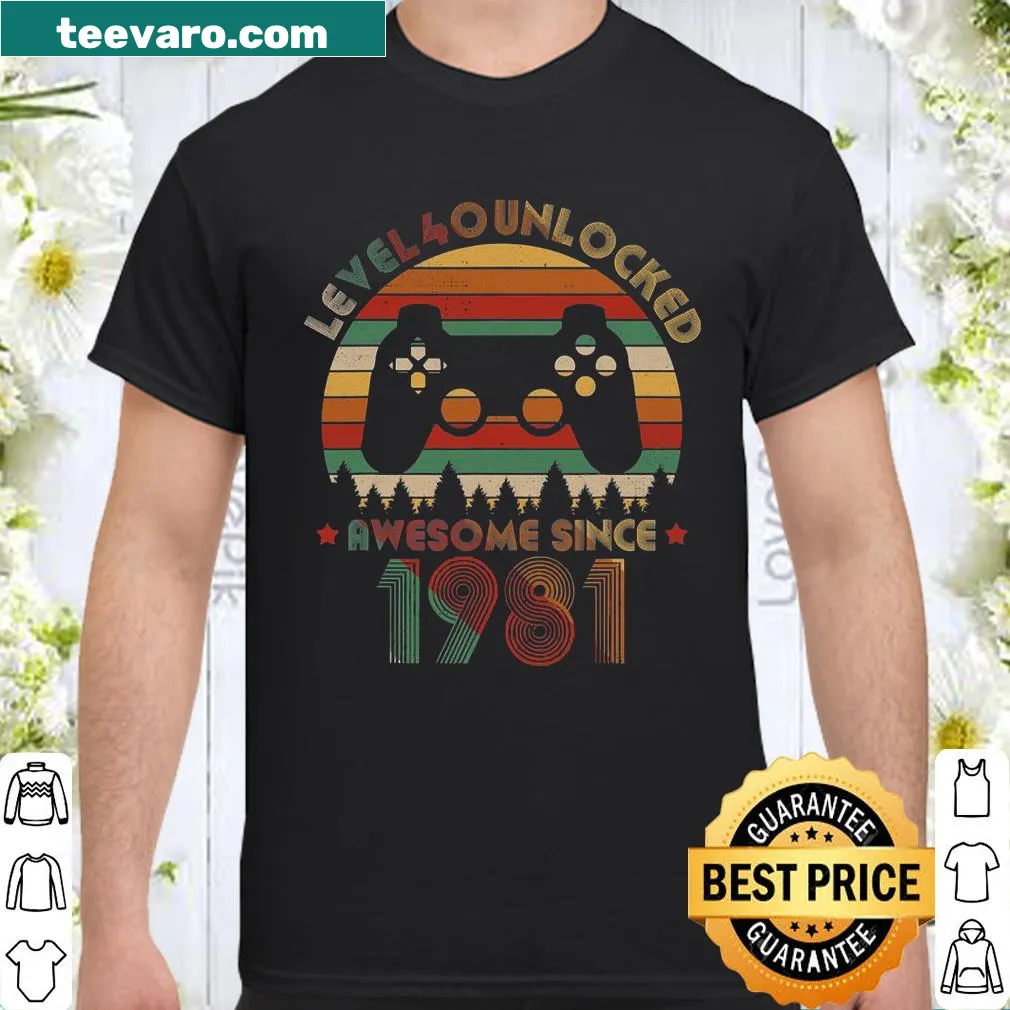Vintage style 40th birthday shirt with 1981 and unlocked design