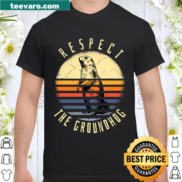 Retro shirt celebrating Groundhog Day with humorous graphics.