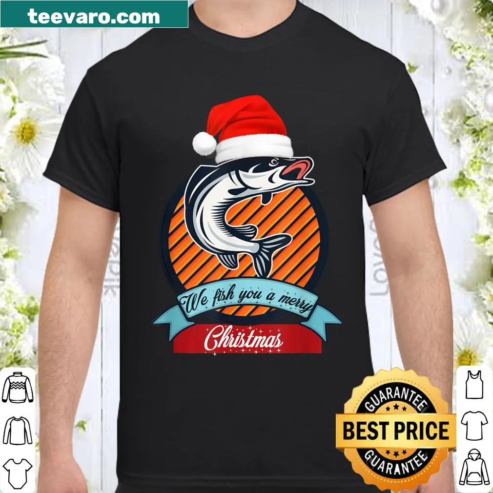 Humorous Christmas shirt featuring a fishing-themed graphic