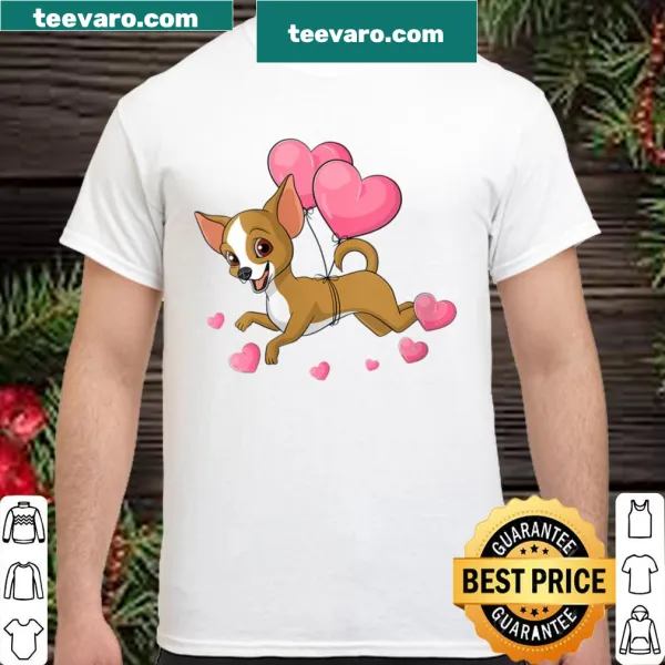 Chihuahua holding a heart-shaped balloon in a cute Valentine's design