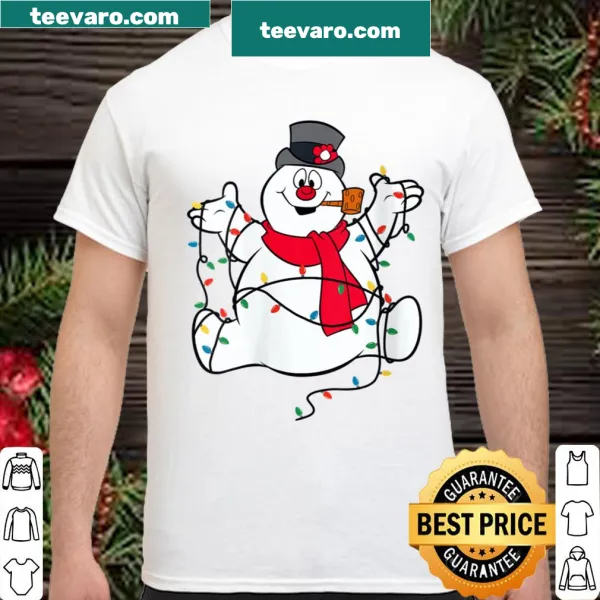 Cute t-shirt featuring Frosty the Snowman and Christmas lights