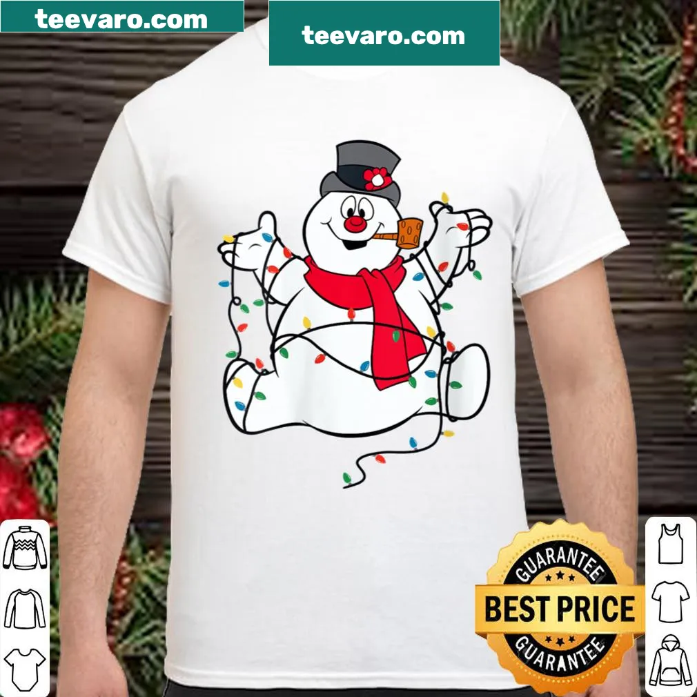 Cute t-shirt featuring Frosty the Snowman and Christmas lights