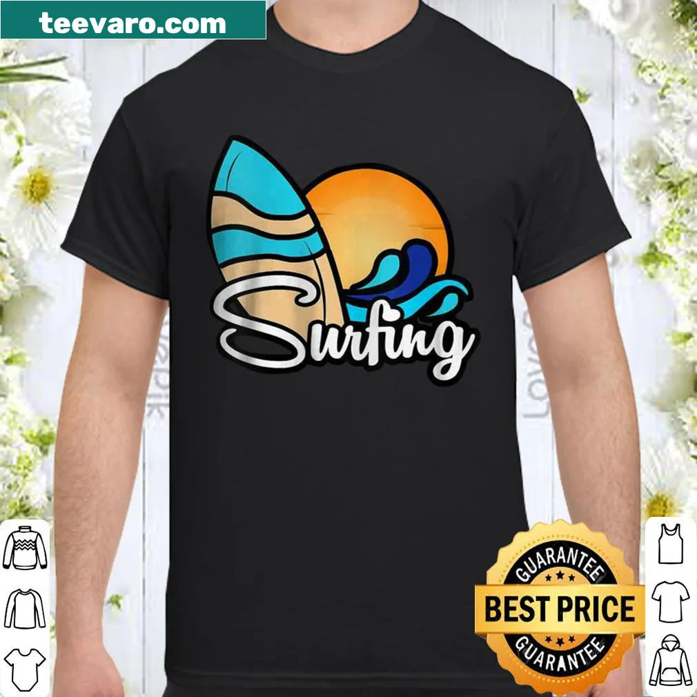 Illustrated surfing vibe graphic on women's tee