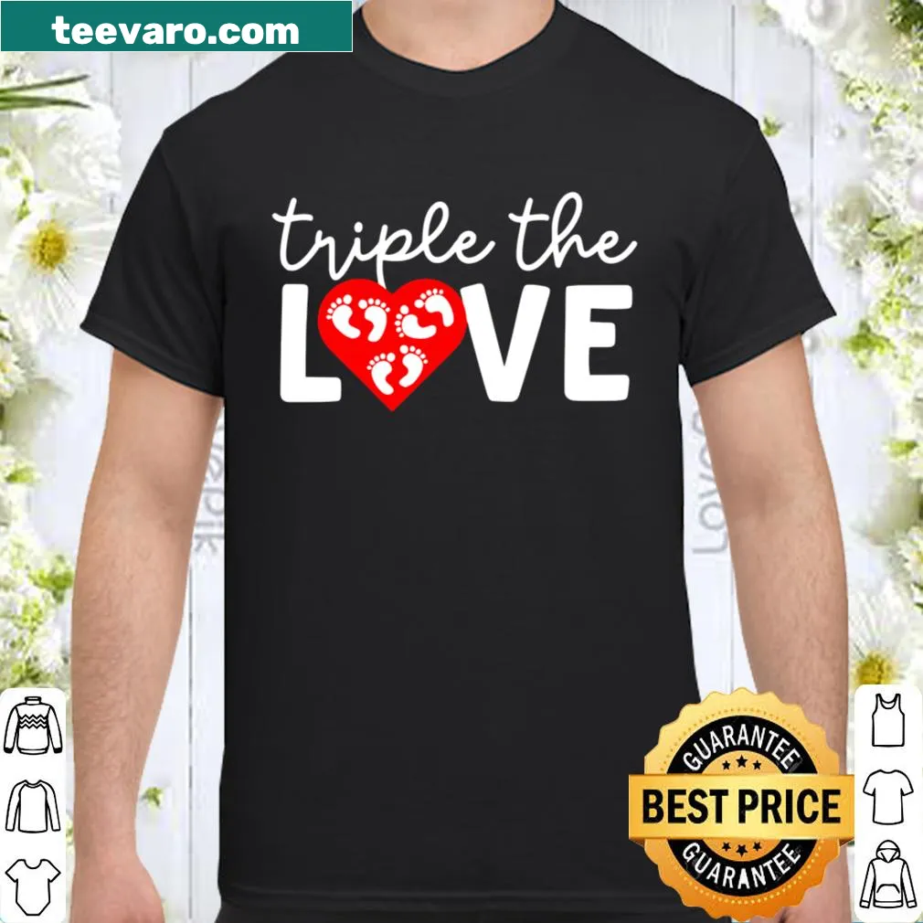 Pregnancy announcement shirt for triplets, ideal for Valentine's Day