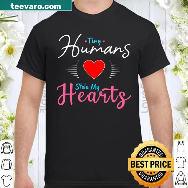 Heart-themed teacher shirt for Valentine's Day