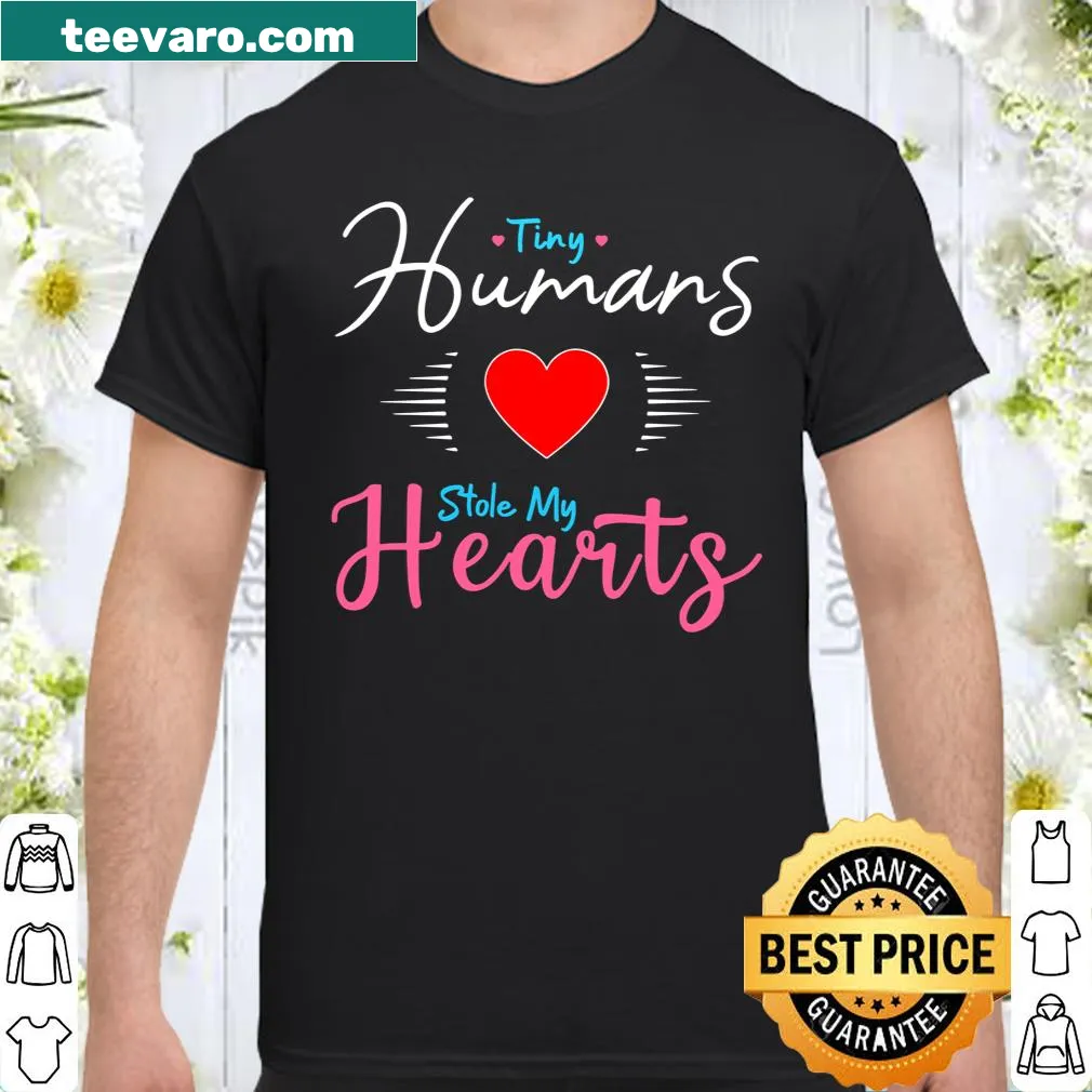 Heart-themed teacher shirt for Valentine's Day