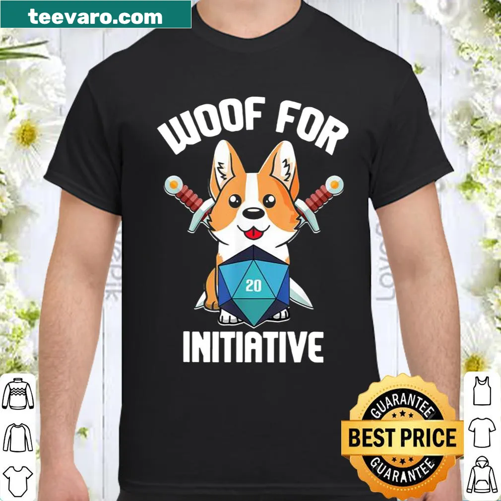 Funny corgi shirt with 'Woof For Initiative' text for gamers